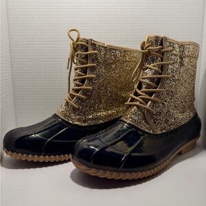 Sugar Gold Glitter and Black Women's Boots